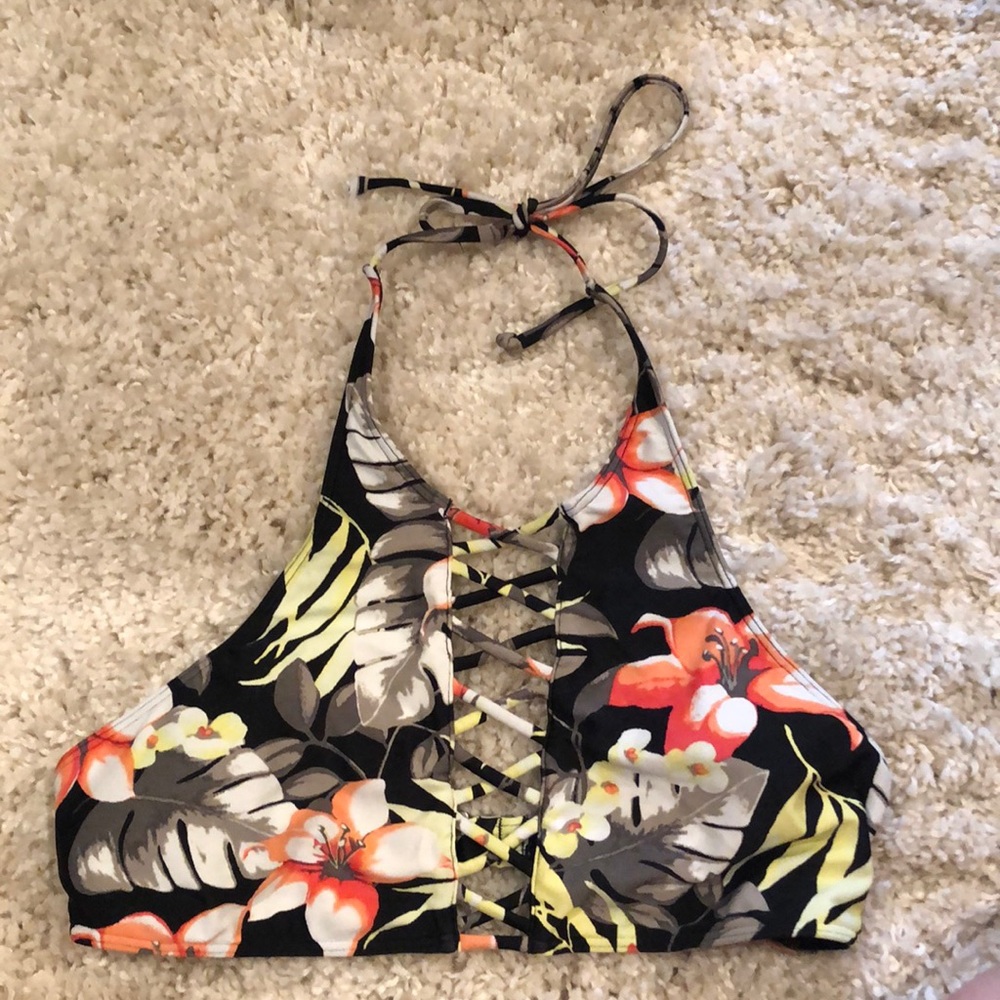 Hollister floral bikini top large